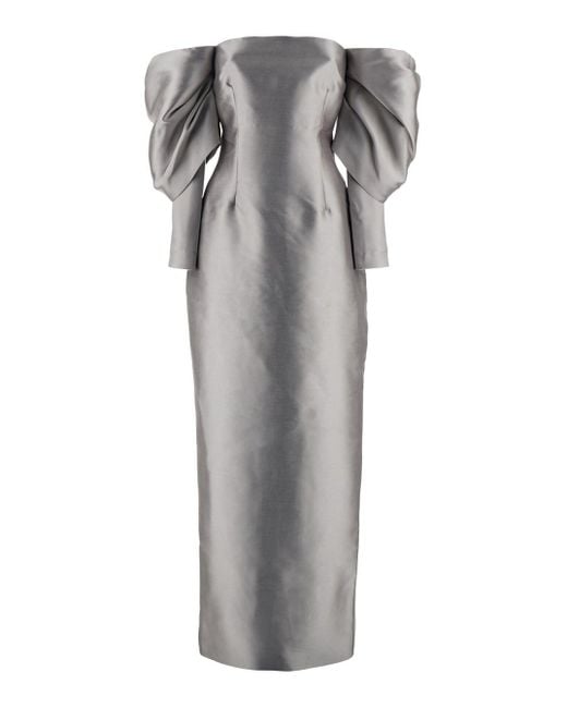 Solace London Gray Laylah' Off-Shoulder Long Dress