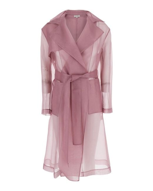 Antonelli Pink "Valmorea Organza Trench" Organza Trench With Front C