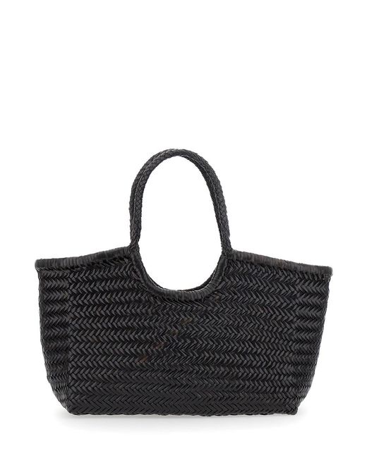 Dragon Diffusion Black Shopping Bag With Two Top Handles An Intertwine
