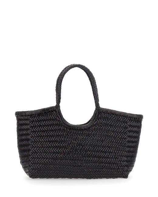 Dragon Diffusion Black Shopping Bag With Two Top Handles An Intertwine