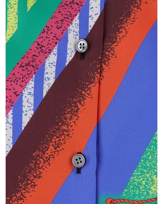 Versace Multicolor Shirt With Classic Collar And All-Over Print