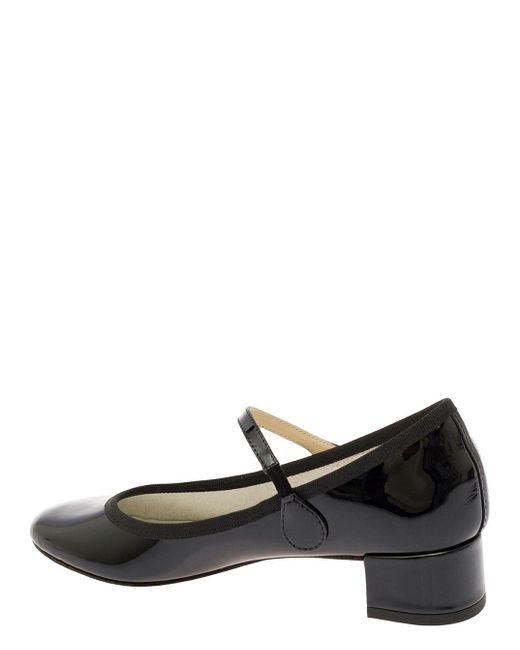 Repetto Black 'Rose' Mary Janes With Strap