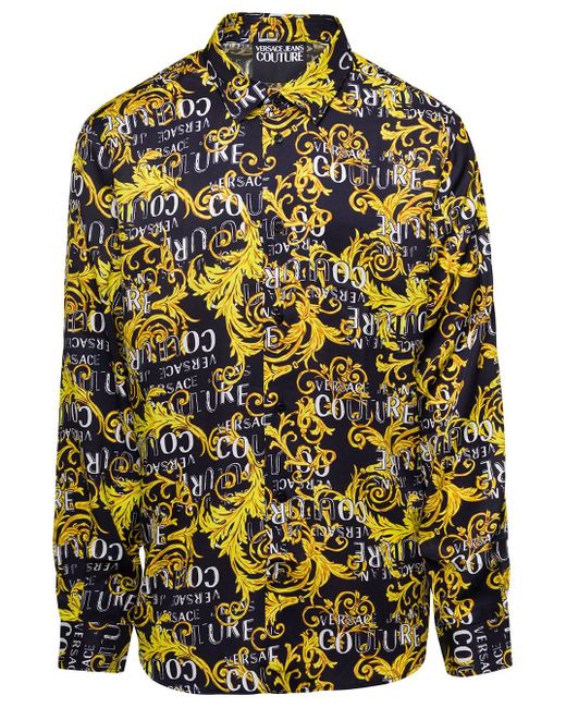 Camicia con stampa barocca di Versace in Yellow da Uomo