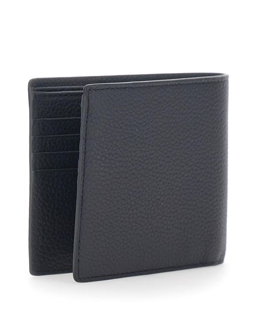 Tod's Black Bifold Wallet With Metal T Logo Plate On The Front for men