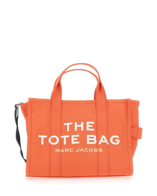 Marc Jacobs Orange 'The Medium Tote' Tote Bag With Contrasting Logo Lettering On The Front