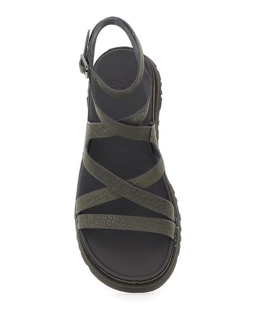 Ugg Black Ankle Strap Sandals Goldengaze Embossed