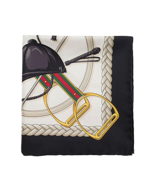 Gucci Black Ivory And Scarf With Equestrian Print