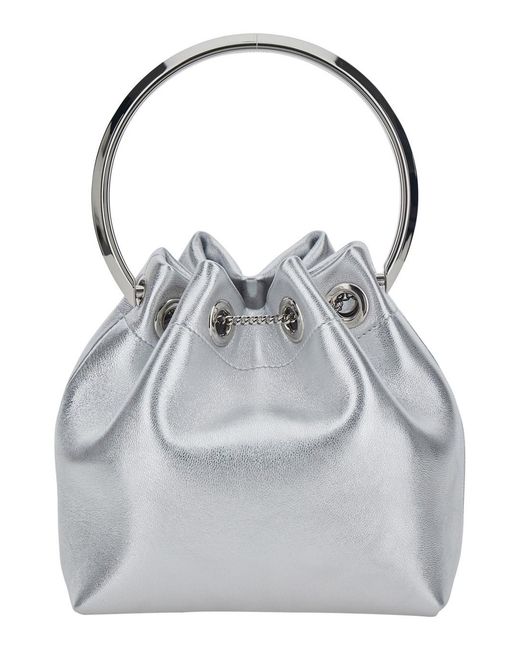 Jimmy Choo Gray 'Bon Bon' Colored Mini Bag With Drawstring Closure I