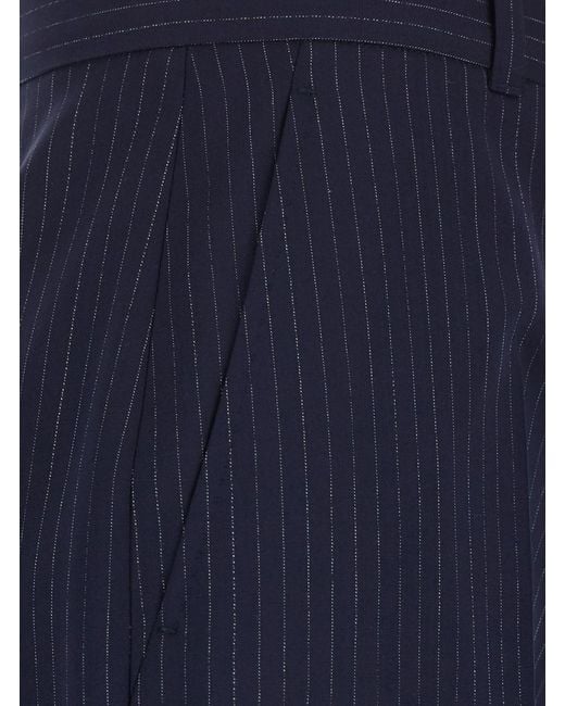 Max Mara Blue Pants With Pockets And Ribbed Hems