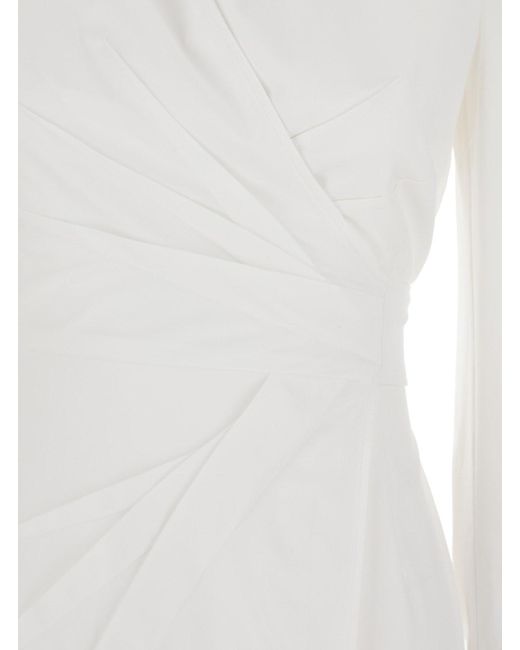 Max Mara White 'Balzac' Long Dress With Asymmetrical Pence Sewn