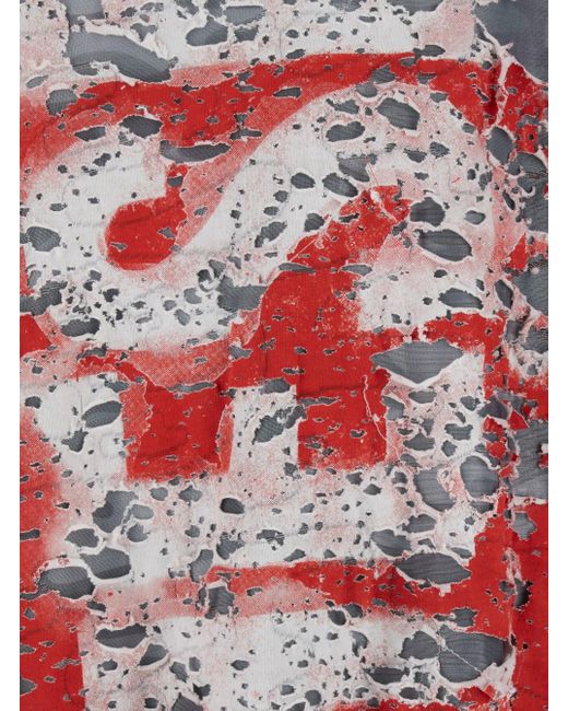 DIESEL Red 'T-Boxt-Peel' And T-Shirt With Destroyed Effect And Camouflage Print for men