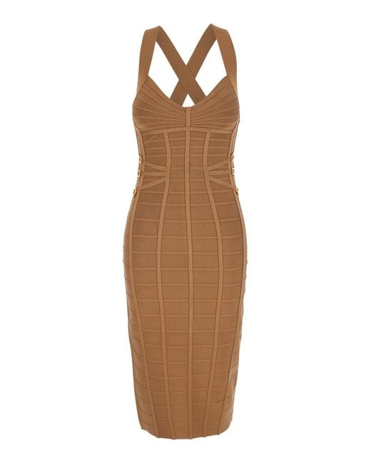 Elisabetta Franchi Brown Sheath Dress Viscose