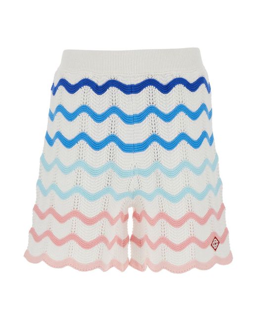 Casablanca Blue Wave Shorts With Logo Patch for men
