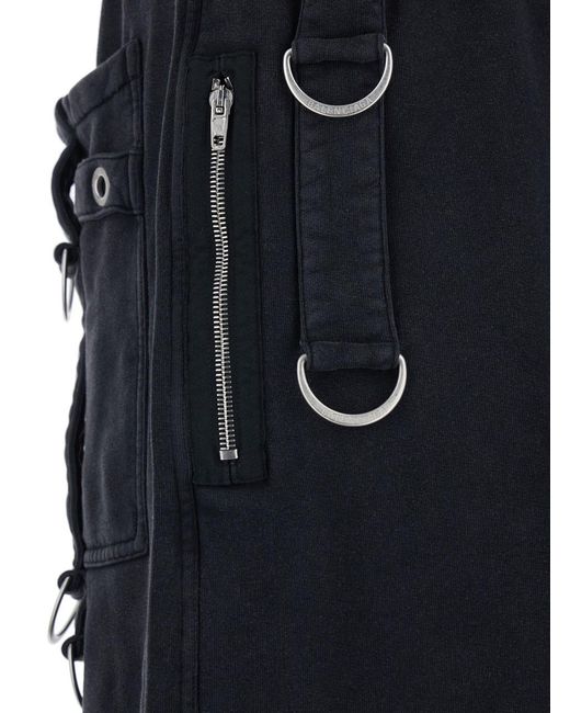 Balenciaga Blue Cargo Pants With Applied Rings On Front And Back for men