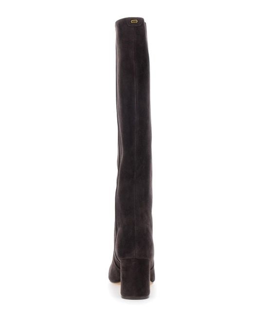 Twinset Black Knee High Boots With Back Logo Detail