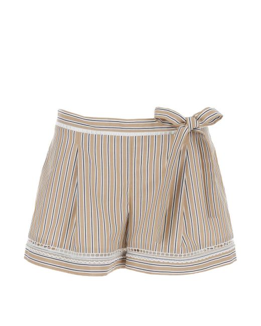 Alberta Ferretti Natural Striped Shorts