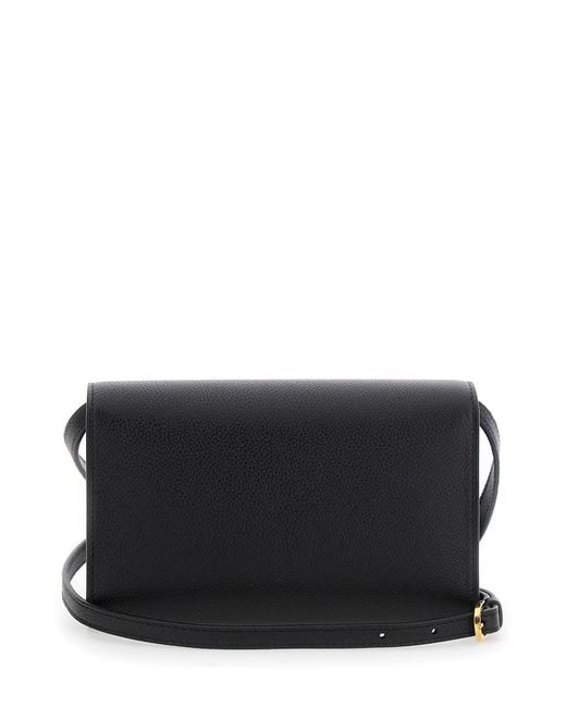 SAVETTE Black 'Symmetry' Shoulder Bag With Front Plaque Closure