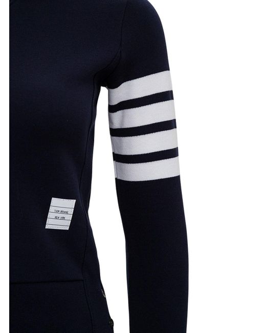 Thom Browne Blue Jersey Sweatshirt With 4Bar Detail