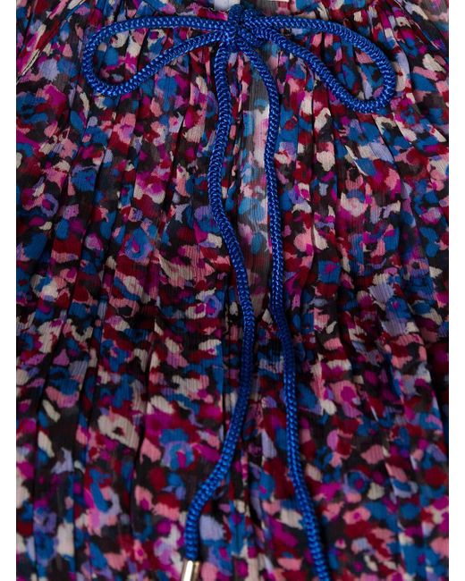 Isabel Marant Purple Ed Maxi Tie-neck Dress With Graphic Print All-over In Viscose