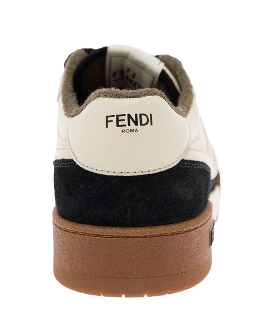 Fendi Natural Low Top Suede Sneakers for men