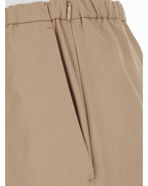 Moncler Natural Pants With Elasticated Waist And Logo Patch On The Back