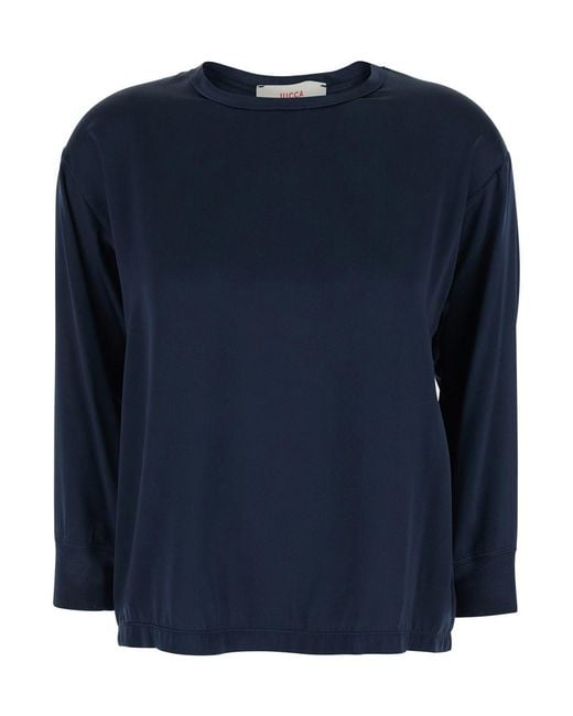 Jucca Blue Blouse With Long Sleeves And Round Neck