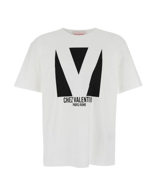 Valentino Gray 'Chez' Crewneck T-Shirt With Maxi Logo Print On The Fr for men