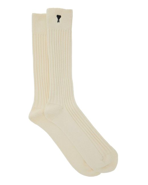 AMI Black Set Of Three Socks With Adc Embroidery And Ribbed Knit for men