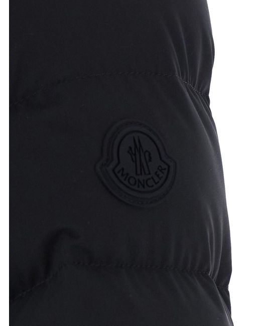 Moncler Black 'Esthetique' Down Jacket With Waist Belt And Logo Patch