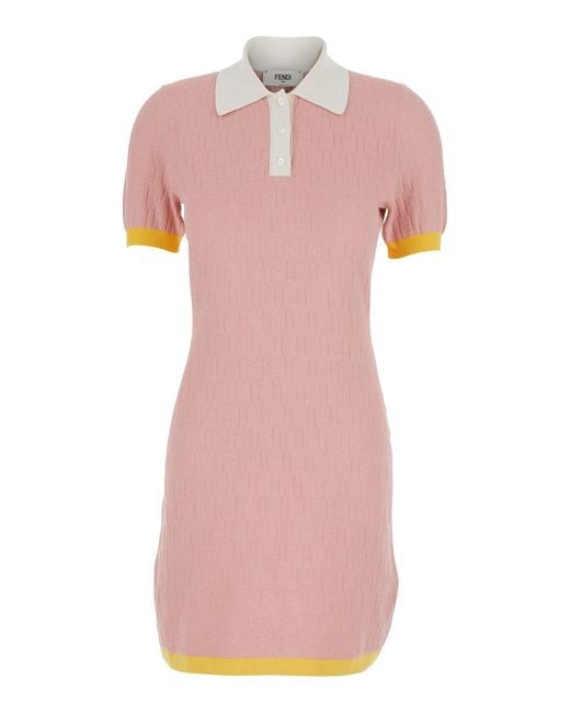 Fendi Pink Dress With Classic Collar