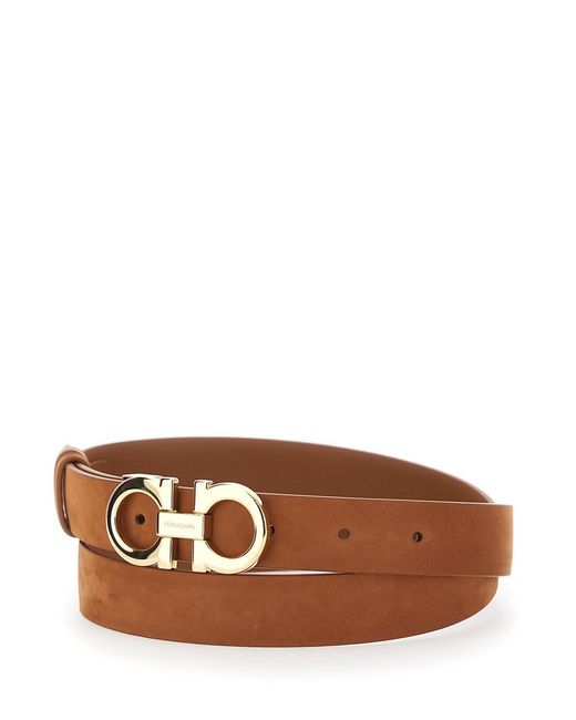 Ferragamo Brown Belt With Gancini Buckle