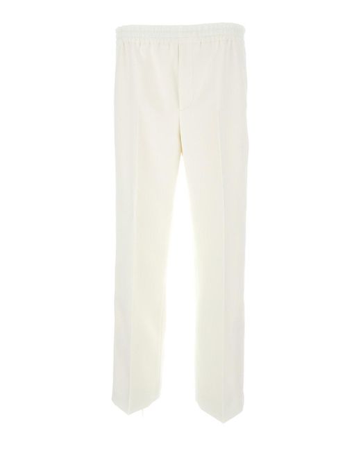 Gucci White Slim Fit Pants With Web Stripe Detail for men