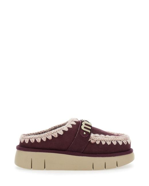 Mou Purple 'Bounce' Mules With Logo Lettering And Open Rear