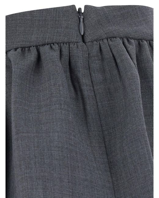 ShuShu/Tong Gray Skirt Tuck Detail Pleated Wool-Blend