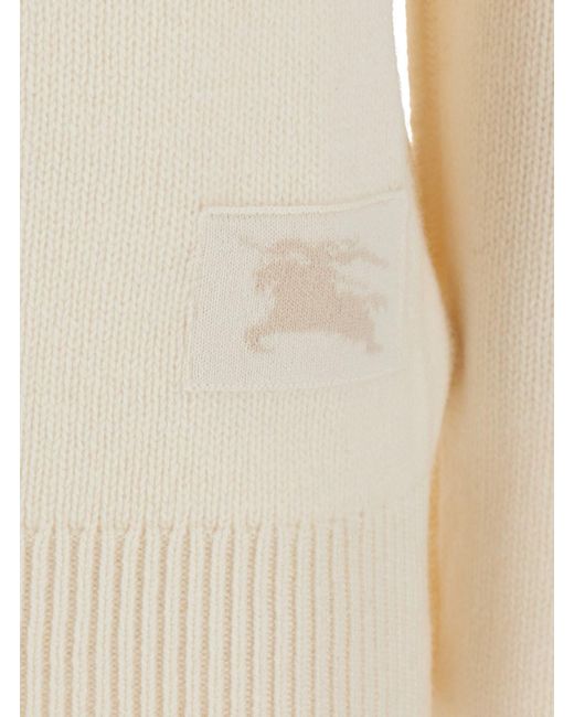 Burberry White Sweater With Round Neck And Long Sleeves