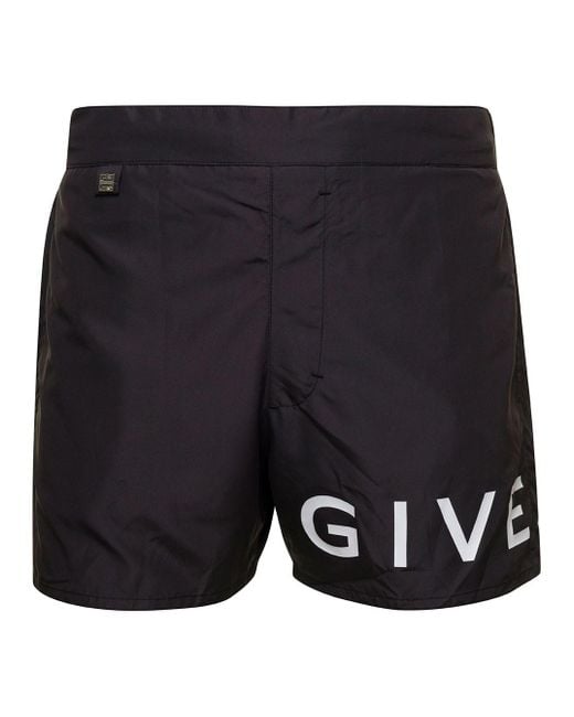 Givenchy Blue Plage Branding Print Short Swimwear for men