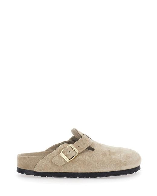 Birkenstock White 'Boston' Mules With Buckle And Rounded Toe