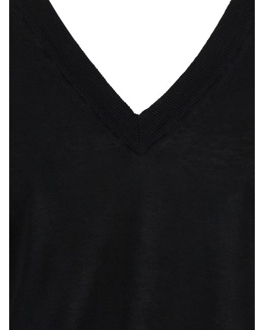 T-Shirt Crop Con Scollo A V di Grifoni in Black