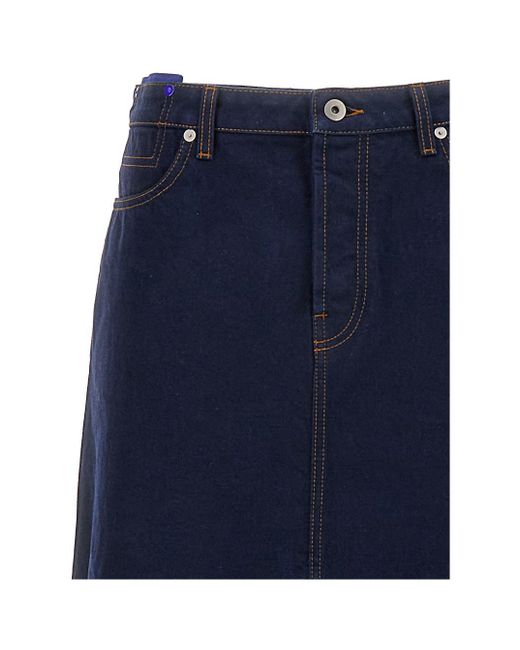 Burberry Blue Denim Midi Skirt