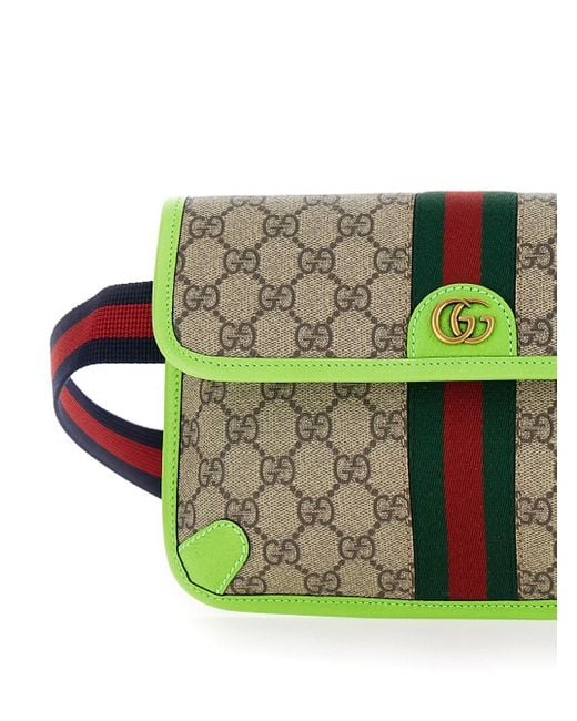 Gucci Green 'Small Ophidia Gg' And Ebony Backpack With Web Detail for men