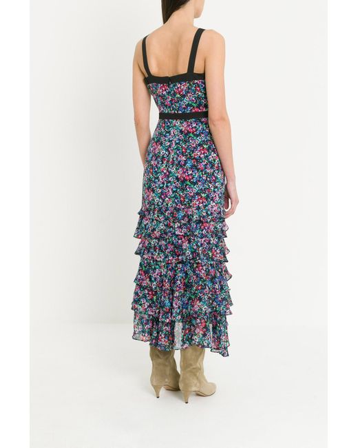 Saloni Chiffon Lana Tiered Dress With 