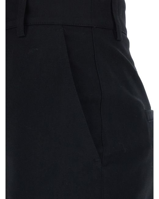 Le Plain Black Corduroy Skirt With Hidden Front Closure For