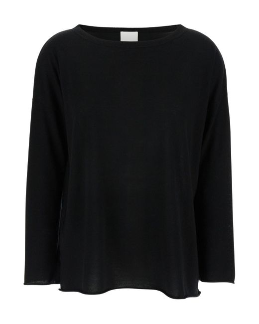 Allude Black Pullover With Boart Neckline