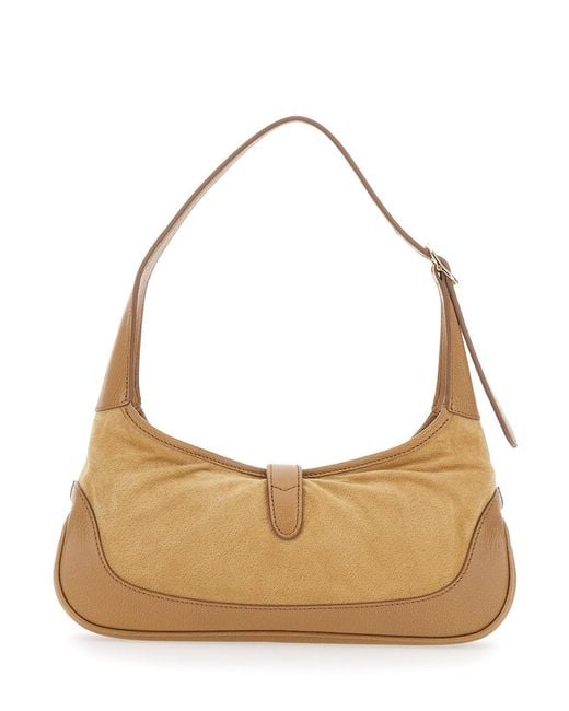 Gucci Natural 'Jackie 1961' Shoulder Bag With Clasp Closure And Adjustable Strap