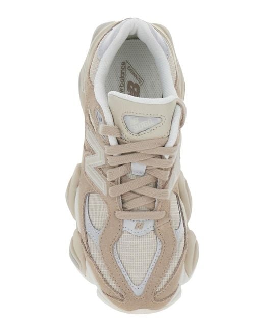 New Balance White Sneakers 9060 With Rubber Sole And Embroidered Logo