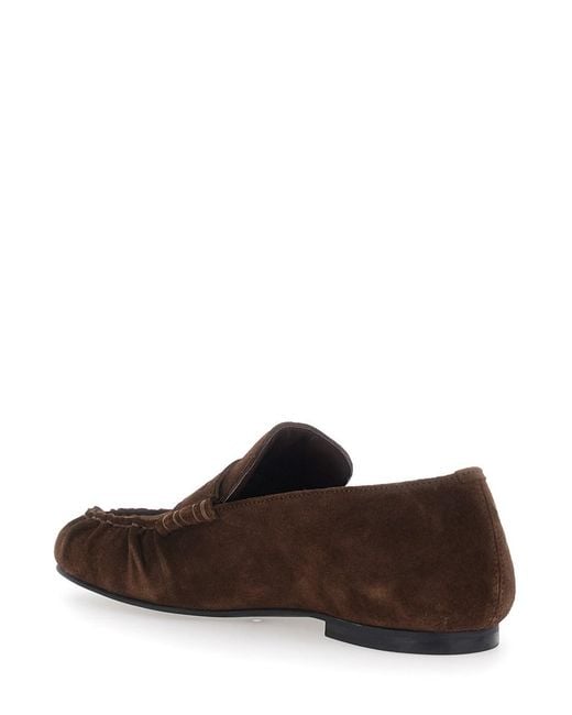 Alohas Brown 'Aven' Loafers With Gathered Toe
