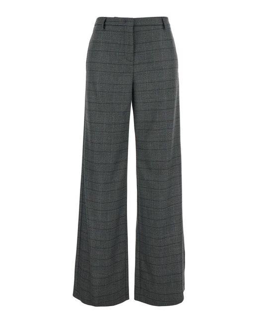 Le Plain Gray Trousers With Striped Motif