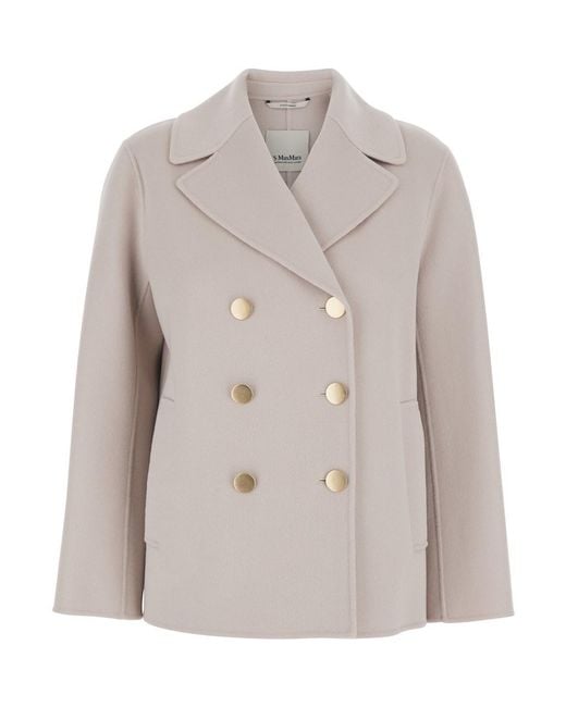 Max Mara Gray 'Margot' Double-Breasted Jacket With Wide Notched Rev