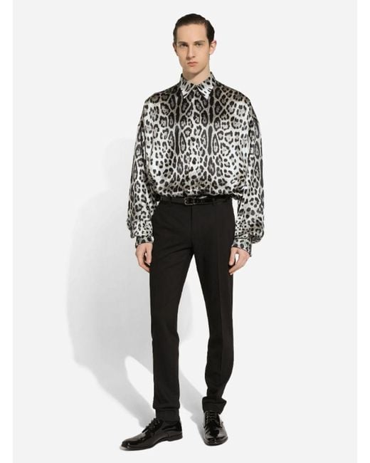 Dolce & Gabbana Black Dolce&Gabbana Super Oversize Leopard Print Silk Shirt for men