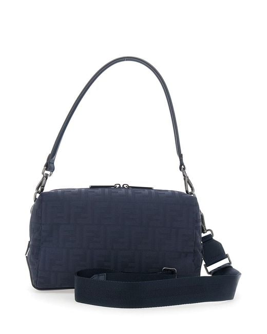 Fendi Blue 'Lui Medium' Shoulder Bag With All-Over Ff Motif for men